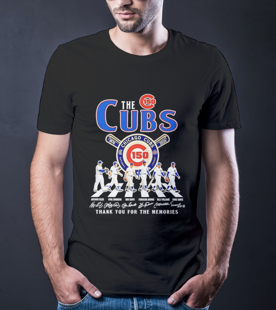 Chicago Cubs 150th Anniversary Thank You For The Memories Signatures T-Shirt