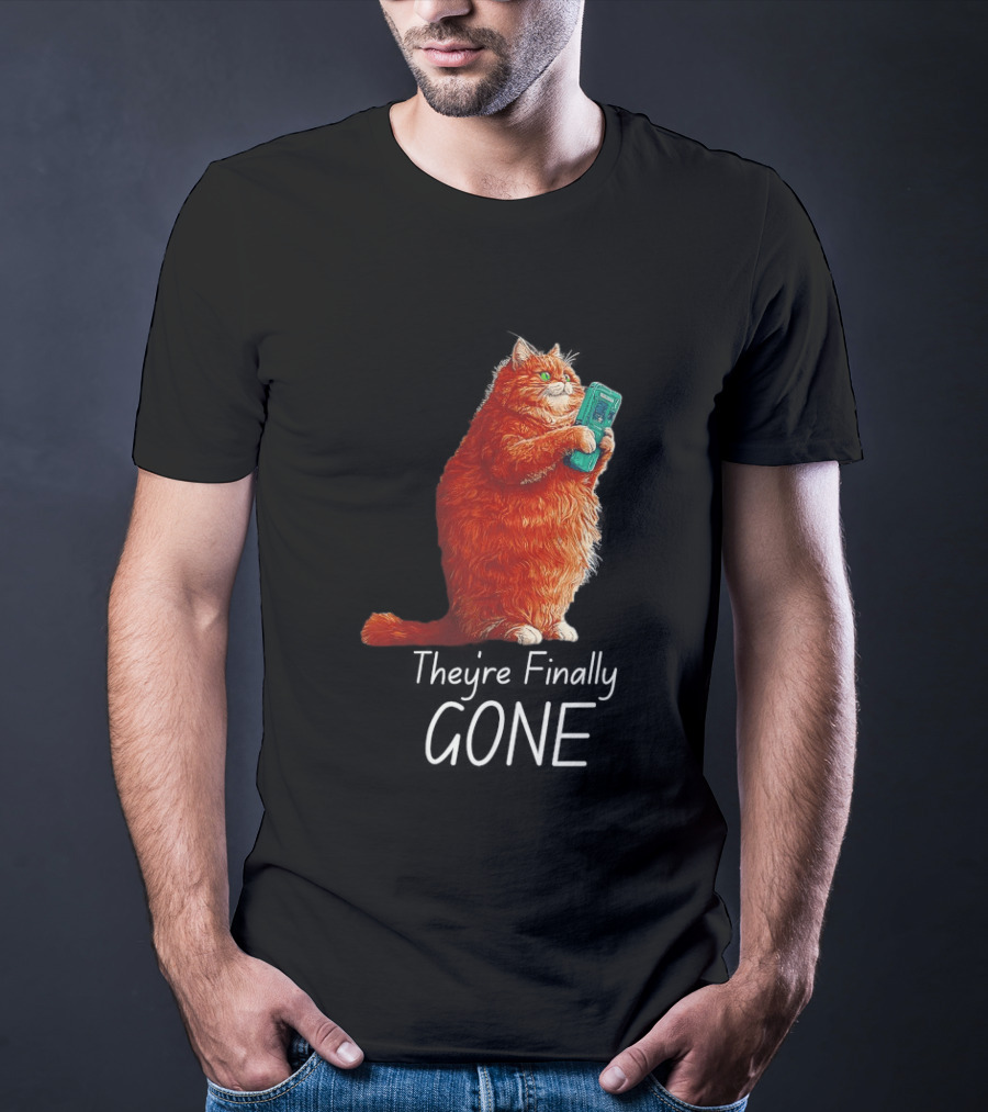 Cat They're Finally Gone Retro Video Game Console T-Shirt