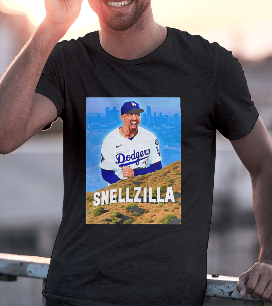 Blake Snell La Dodgers Snellzilla Los Angeles Skyline T-Shirt