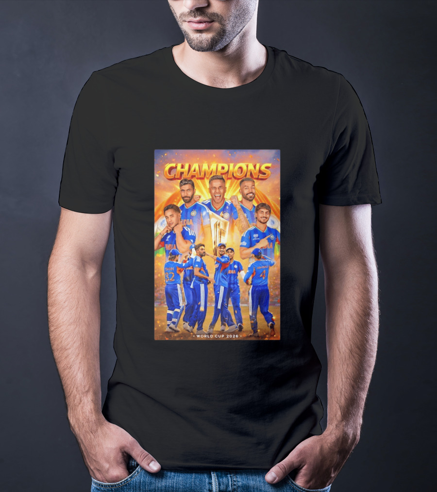 Champions India World Cup 2026 Cricket Celebration T-Shirt