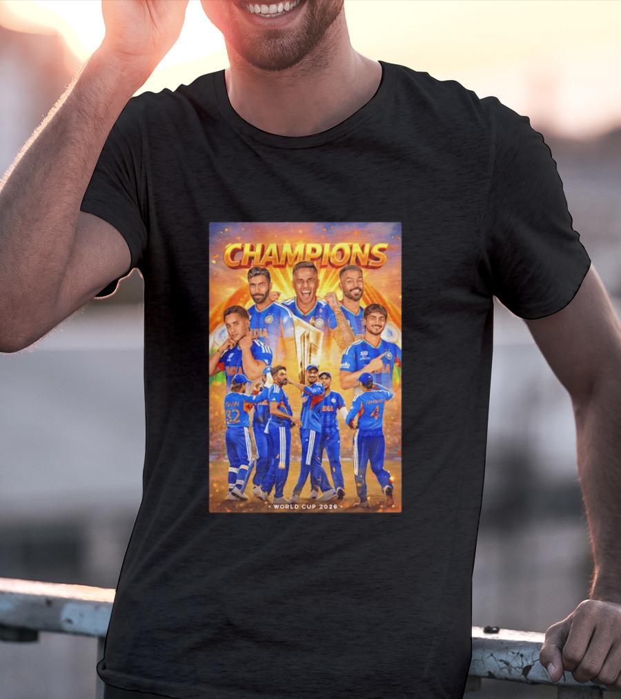 Champions India World Cup 2026 Cricket Celebration T-Shirt