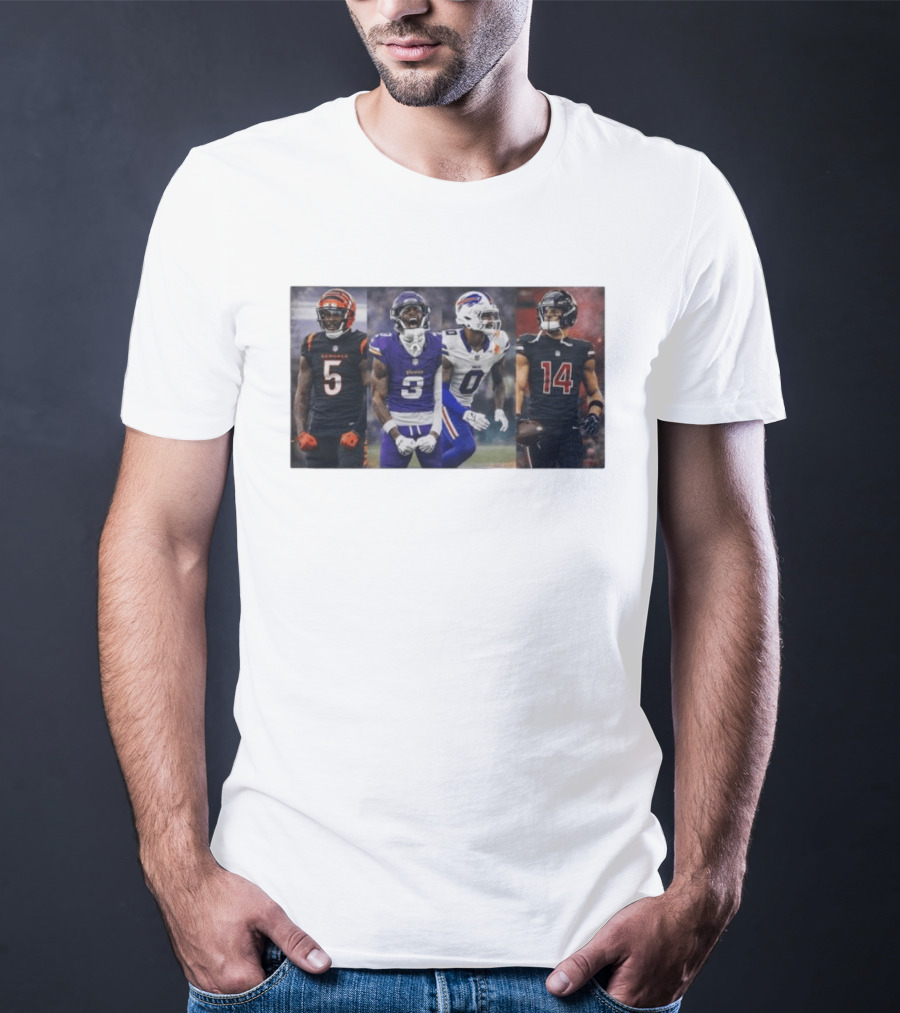 Bengals Vikings Bills Falcons Buckeyes Football Players NFL Collage T-Shirt