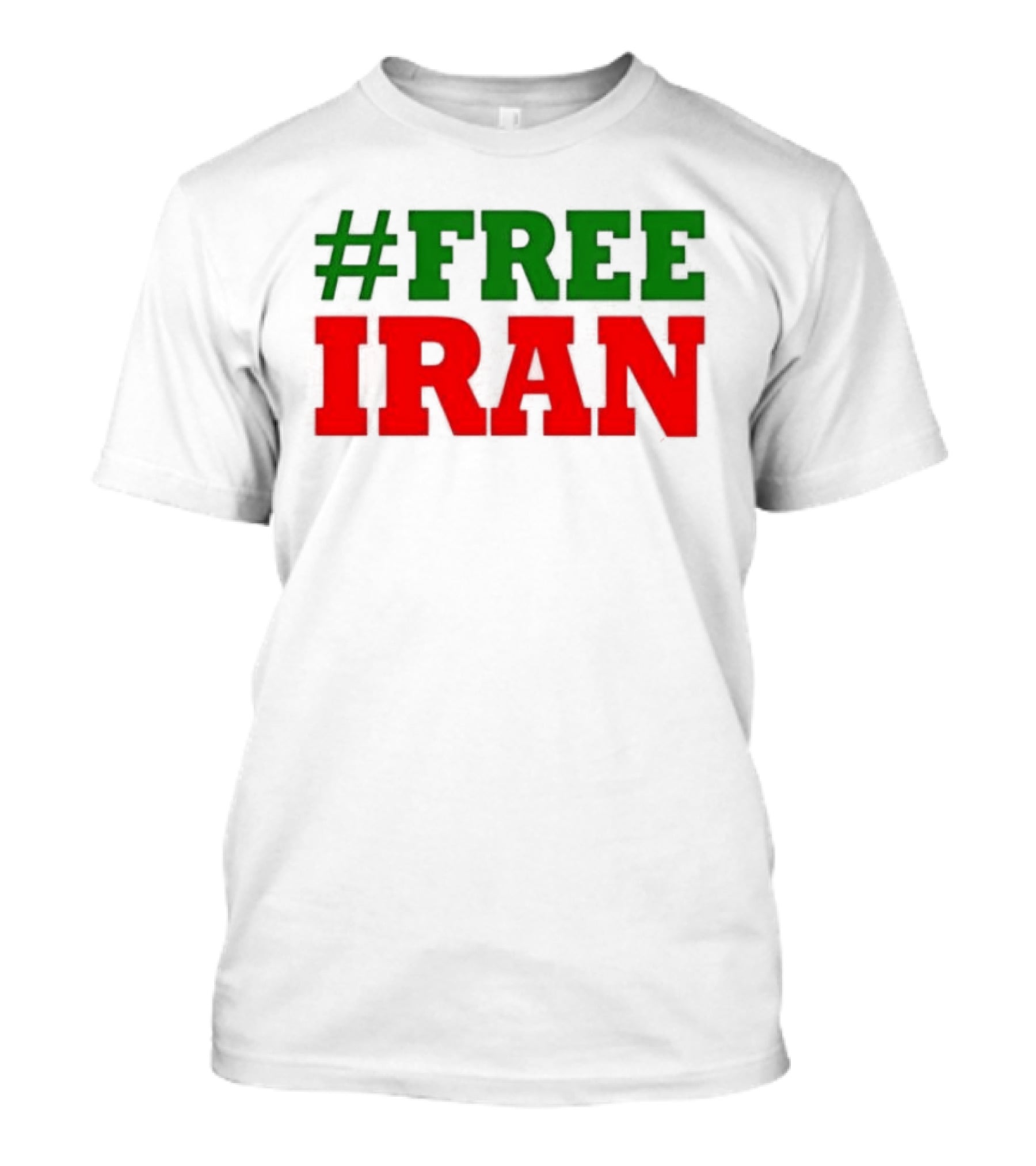 #FREE IRAN Green Red Text Bold Message T-Shirt