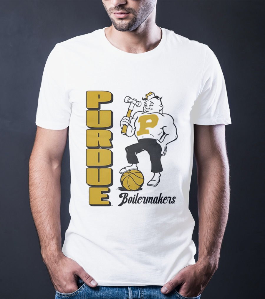 Purdue Boilermakers Basketball Hammer 1970s Retro Team T-Shirt