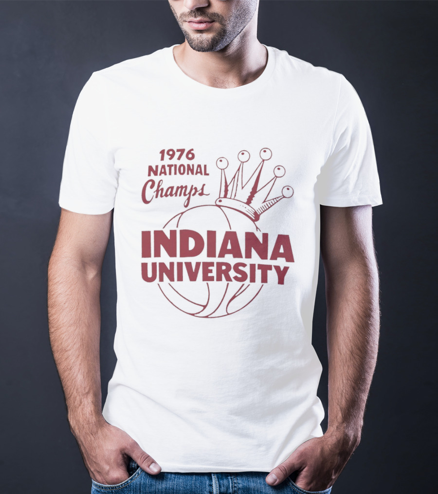 Indiana University 1976 National Champs Basketball Crown T-Shirt
