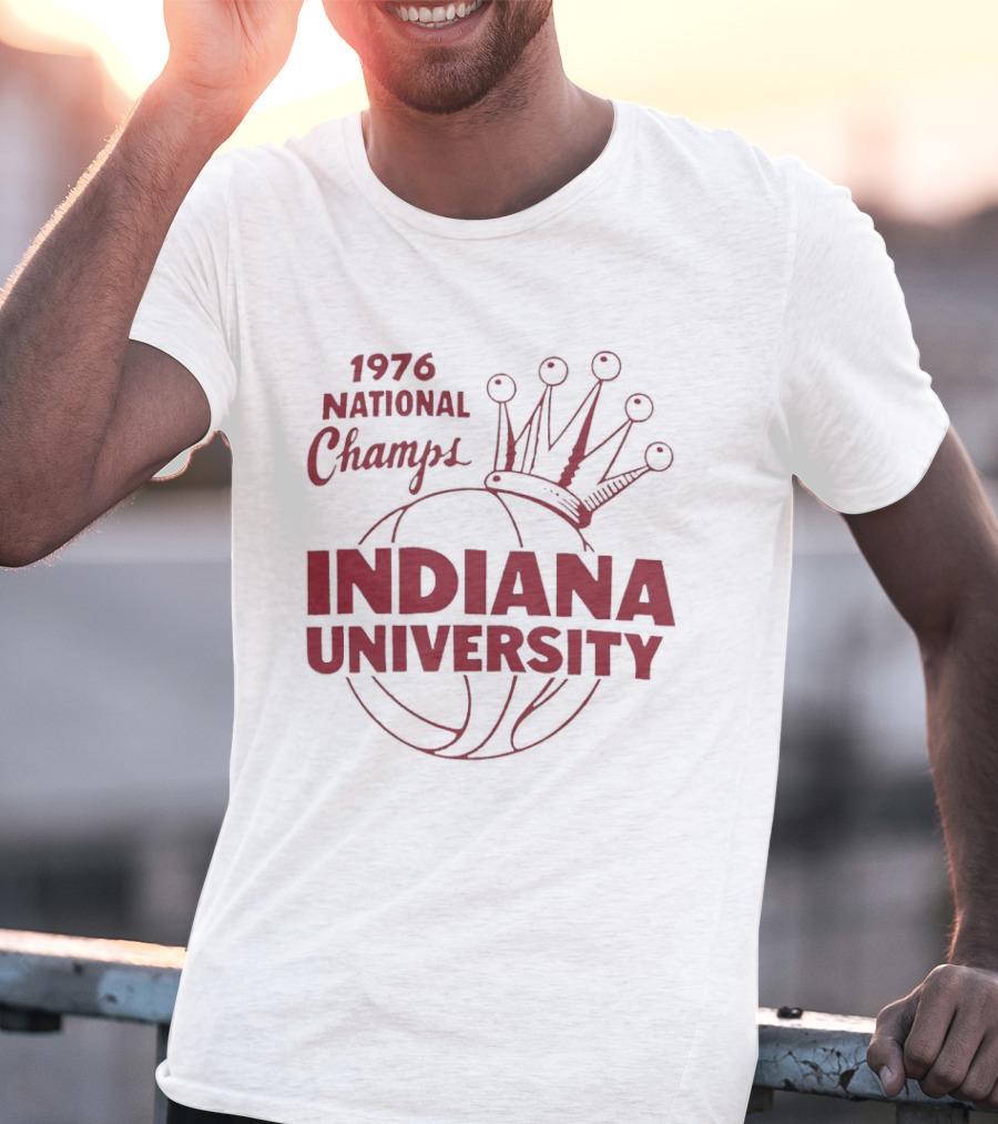 Indiana University 1976 National Champs Basketball Crown T-Shirt