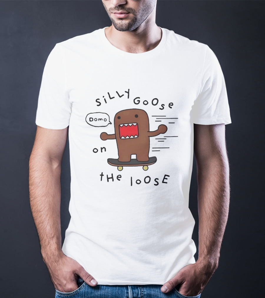Silly Goose On The Loose Cute Brown Character Skateboarding Fun T-Shirt