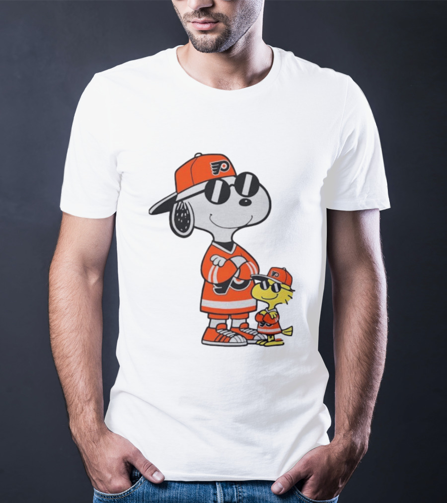 Snoopy Woodstock Philadelphia Flyers NHL Hockey Sunglasses T-Shirt