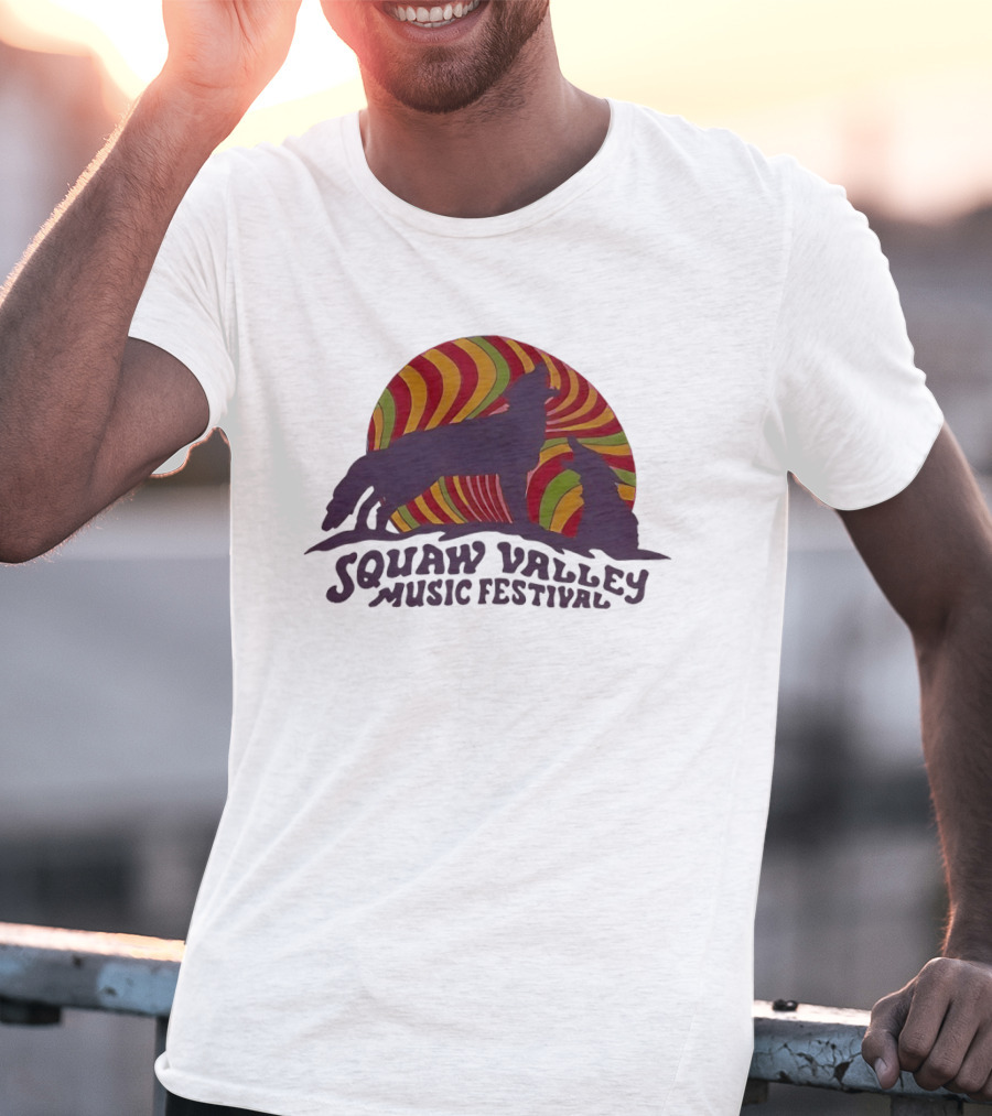 Squaw Valley Music Festival Psychedelic Wolf And Sunburst T-Shirt