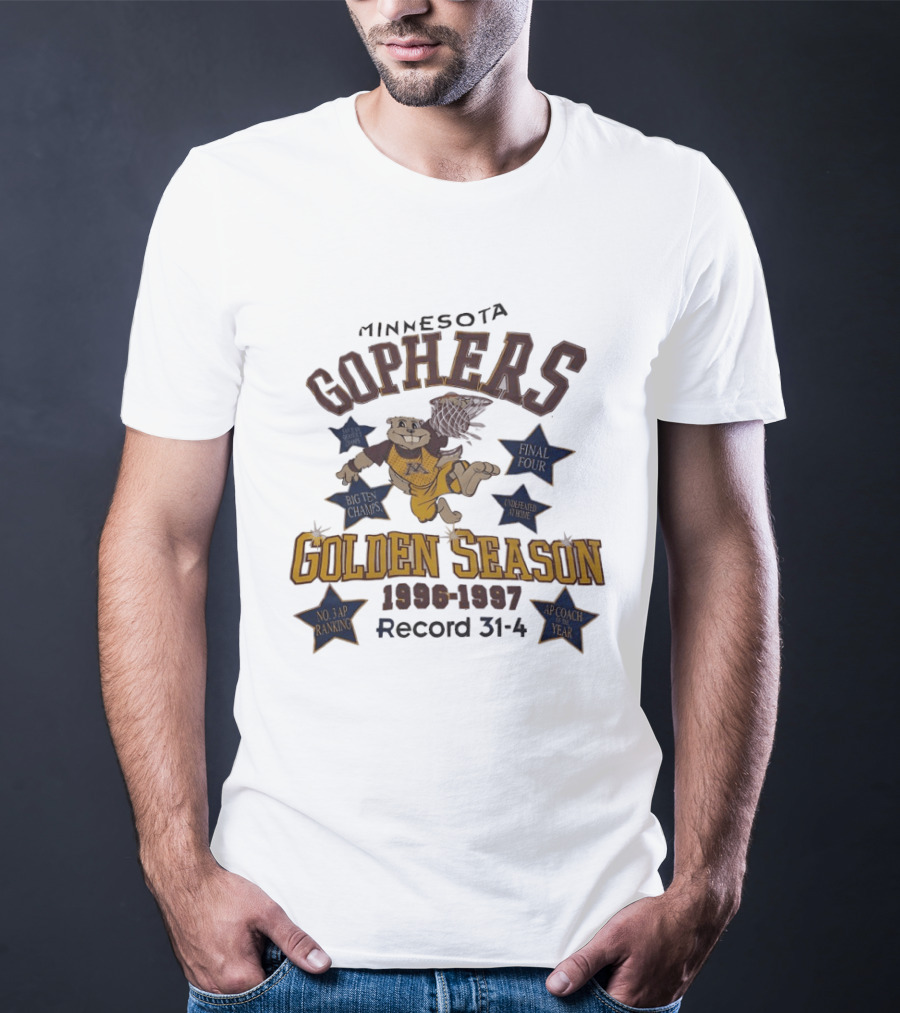 Minnesota Golden Gophers Golden Season 1996 1997 Record 31 4 No. 3 AP Ranking Coach Year T-Shirt