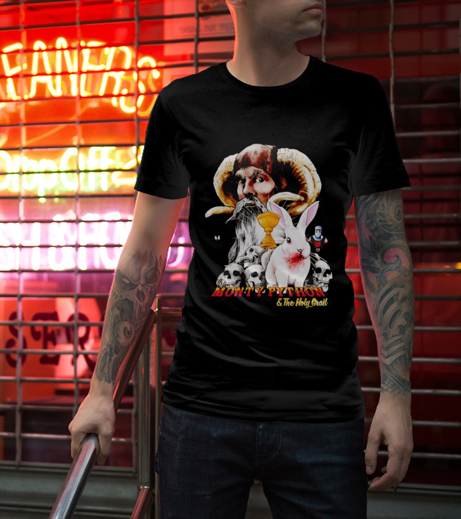 Monty Python And The Holy Grail Tim The Enchanter Killer Rabbit Grail Skulls T-Shirt