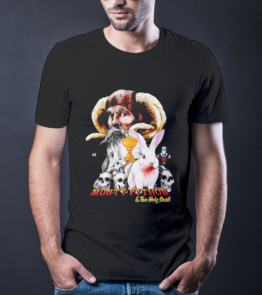 Monty Python And The Holy Grail Tim The Enchanter Killer Rabbit Grail Skulls T-Shirt