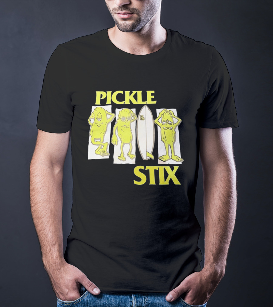 Pickle Stix Surfboard Vacation Characters T-Shirt