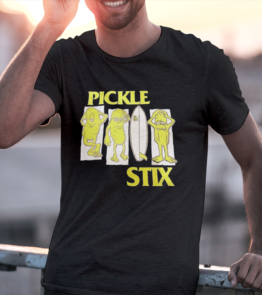 Pickle Stix Surfboard Vacation Characters T-Shirt