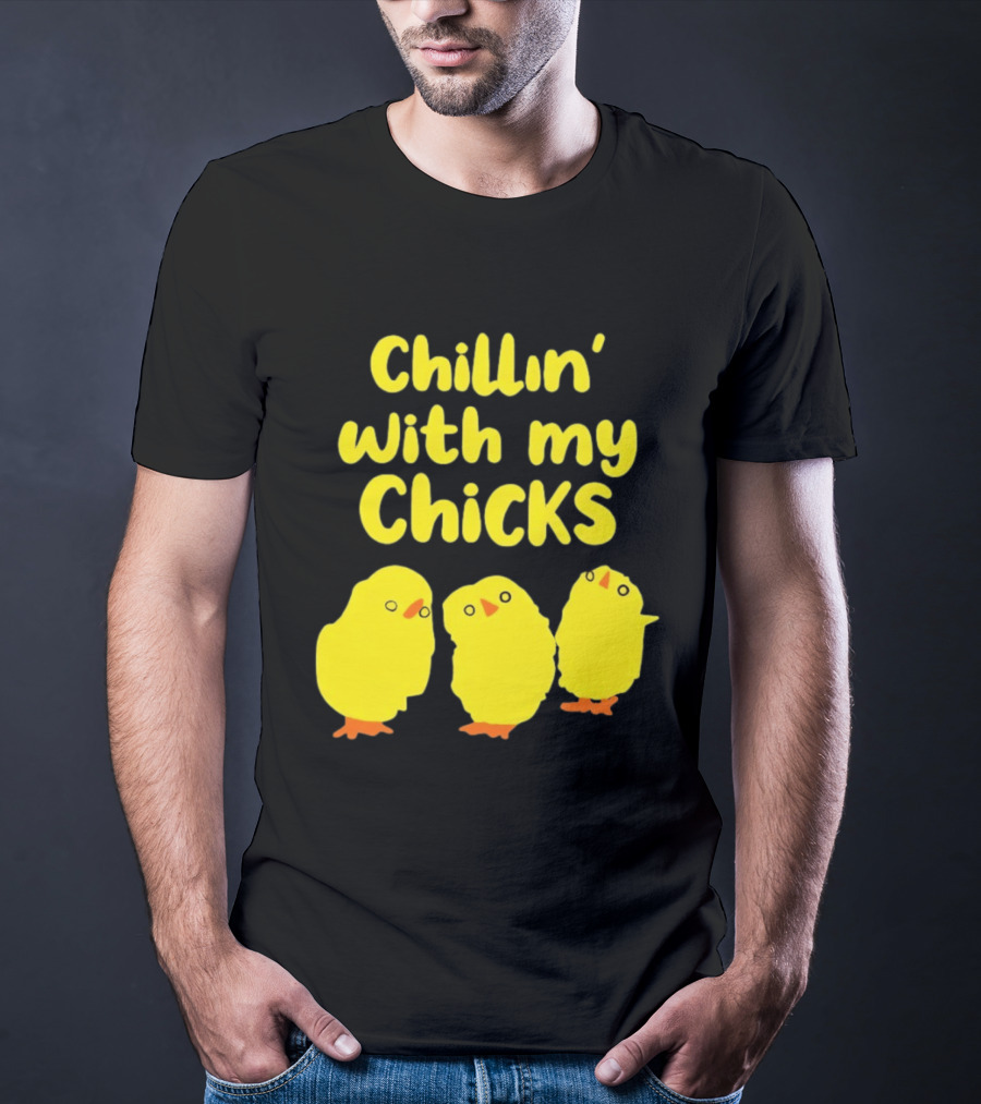 Chillin' With My Chicks Cute Yellow Cartoon Birds T-Shirt