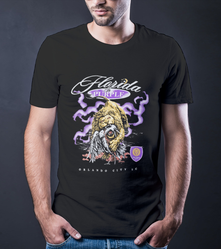 Florida Is Purple Orlando City SC Lion And Eagle Battle T-Shirt