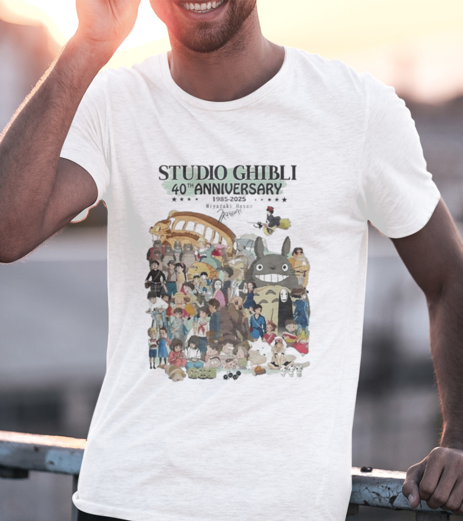 Studio Ghibli 40th Anniversary 1985 2025 Miyazaki Hayao Totoro Spirited Away Characters T-Shirt