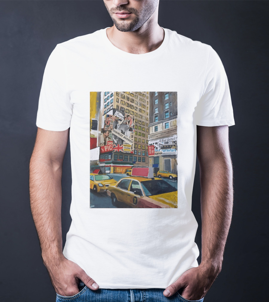 New York City Times Square Taxi Doubles Business British Flag T-Shirt
