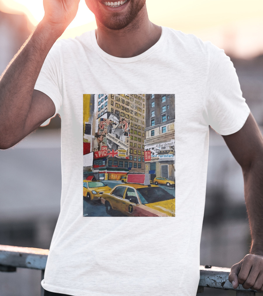 New York City Times Square Taxi Doubles Business British Flag T-Shirt