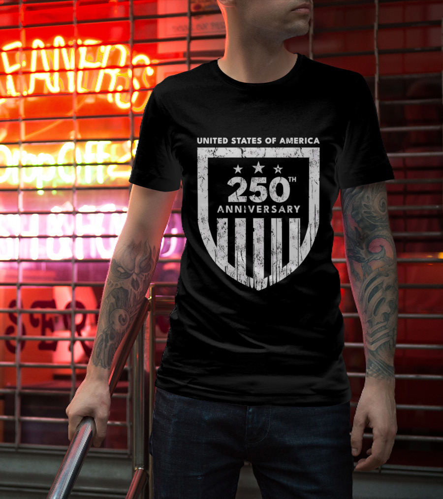 United States Of America 250th Anniversary Shield Stars Stripes T-Shirt