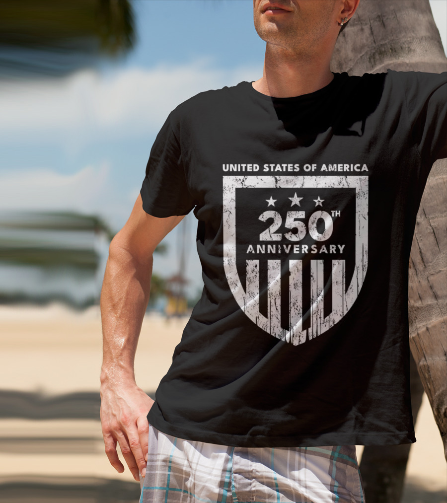 United States Of America 250th Anniversary Shield Stars Stripes T-Shirt