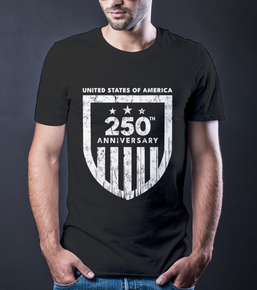 United States Of America 250th Anniversary Shield Stars Stripes T-Shirt