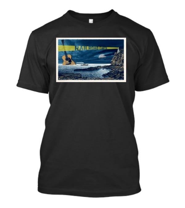 Railroad Earth March 10 2026 Tour Omaha NE Lighthouse Guitar Moonlit Ocean Scene T-Shirt