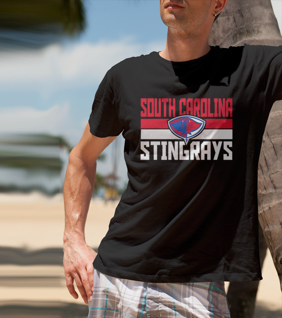 South Carolina Stingrays Hockey Team Logo Bold Red Blue White T-Shirt