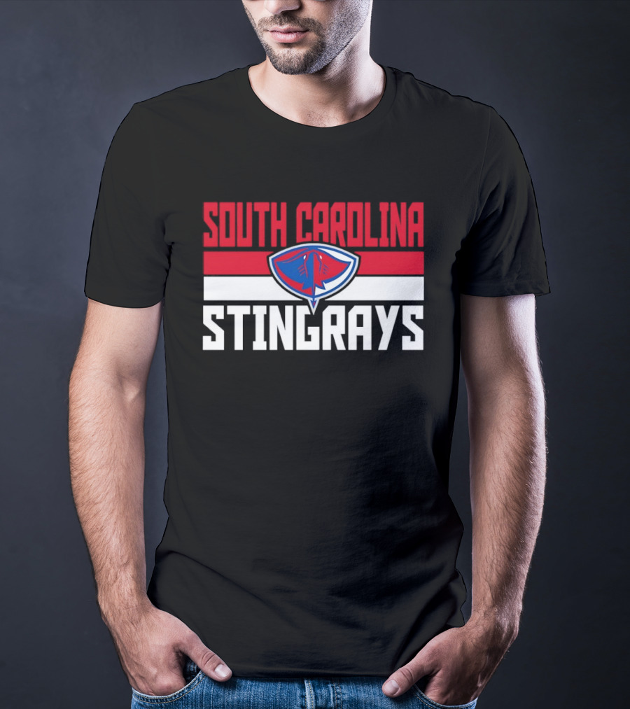 South Carolina Stingrays Hockey Team Logo Bold Red Blue White T-Shirt