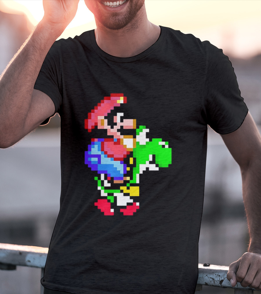 Mario And Yoshi Super Mario World Pixel T-Shirt