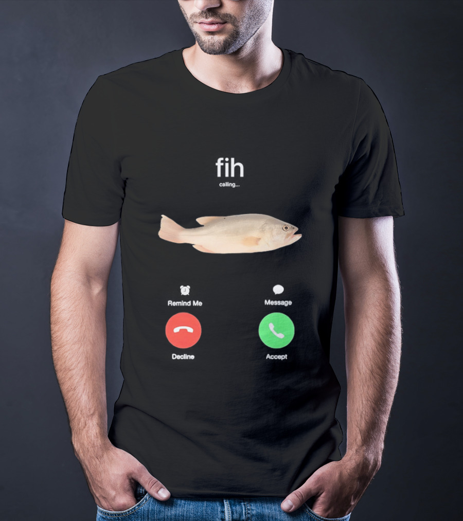 Fish Phone Call Funny User Interface Comedy T-Shirt