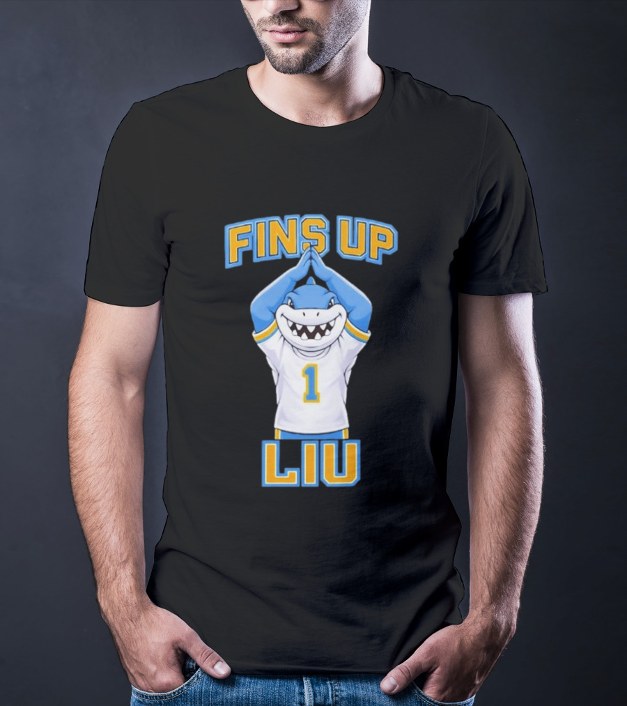 LIU Sharks Fins Up Number 1 Celebration T-Shirt