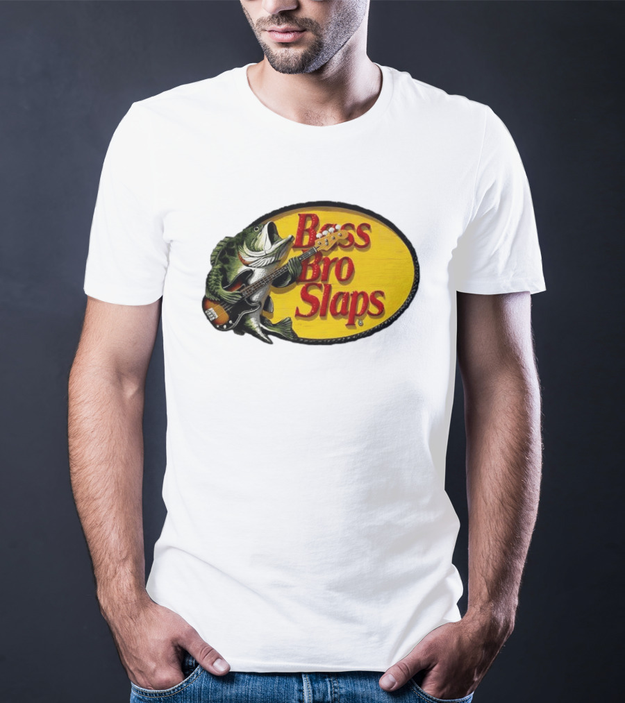 Bass Bro Slaps Fish Playing Electric Guitar T-Shirt