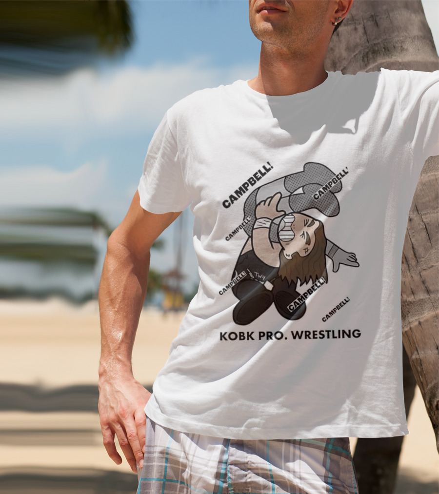 Campbell Kobk Pro Wrestling Black Gloved Wrestler Pinning Move T-Shirt