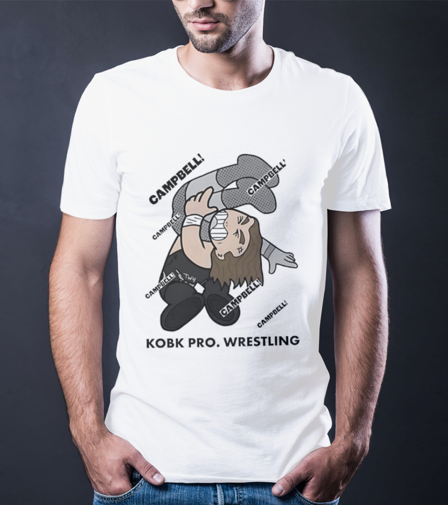 Campbell Kobk Pro Wrestling Black Gloved Wrestler Pinning Move T-Shirt