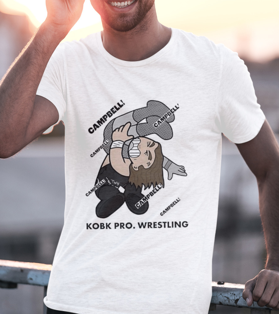 Campbell Kobk Pro Wrestling Black Gloved Wrestler Pinning Move T-Shirt