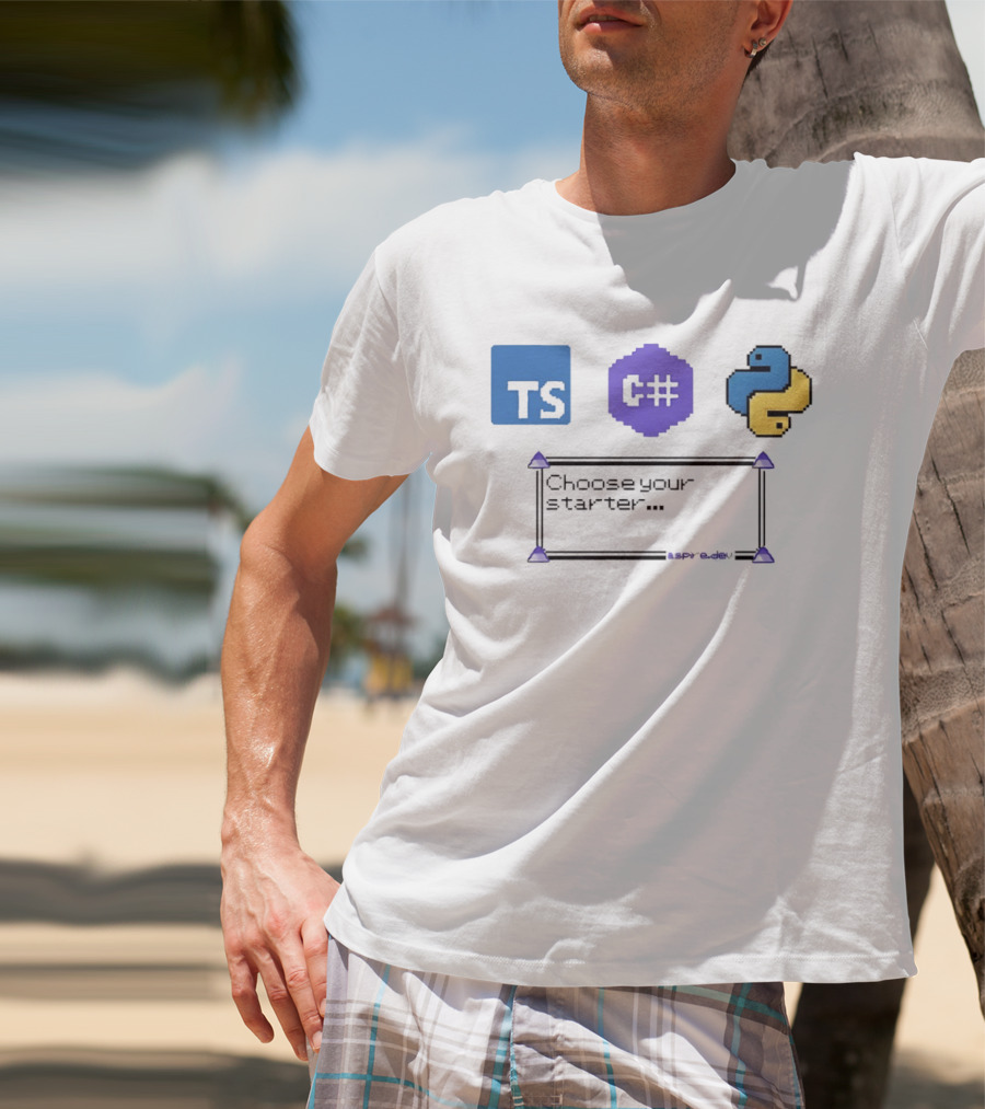 Choose Your Starter TS C# Python Pixel T-Shirt