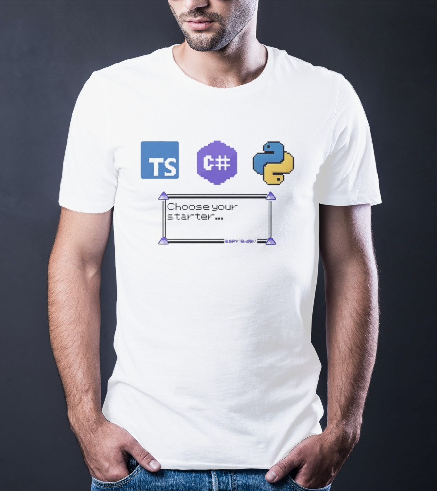 Choose Your Starter TS C# Python Pixel T-Shirt
