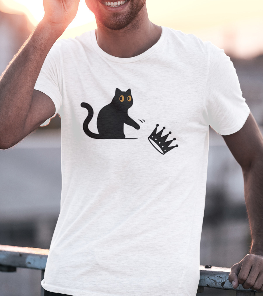 No Kings Cat 2026 Meme Black Cat And Crown T-Shirt