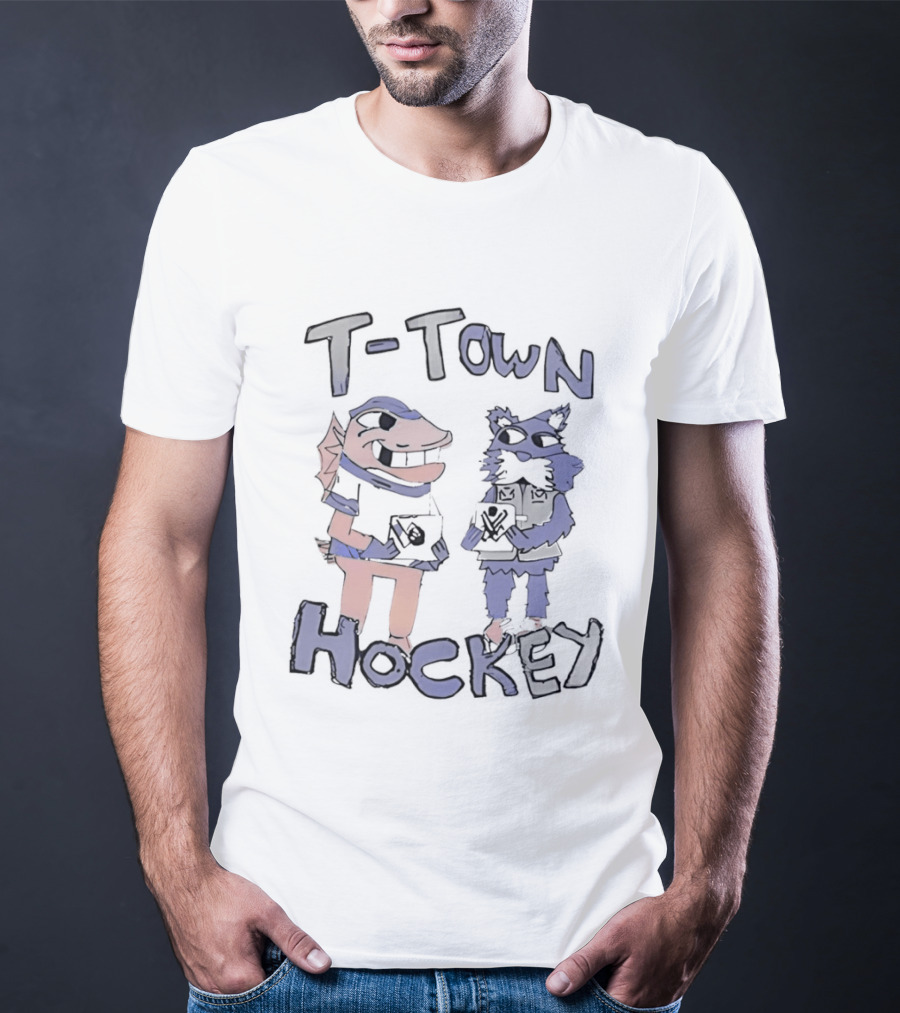 T Town Hockey Cartoon With Playful Animal Characters T-Shirt