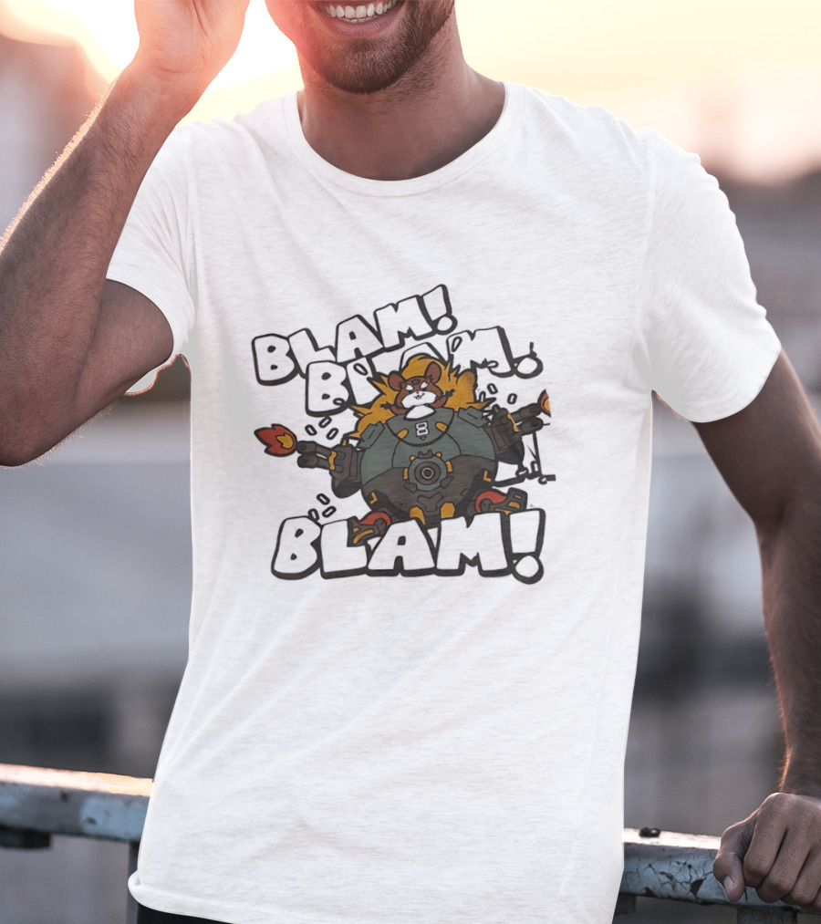 Wrecking Ball Blam Blam Blam Over Hamster Mech Action T-Shirt