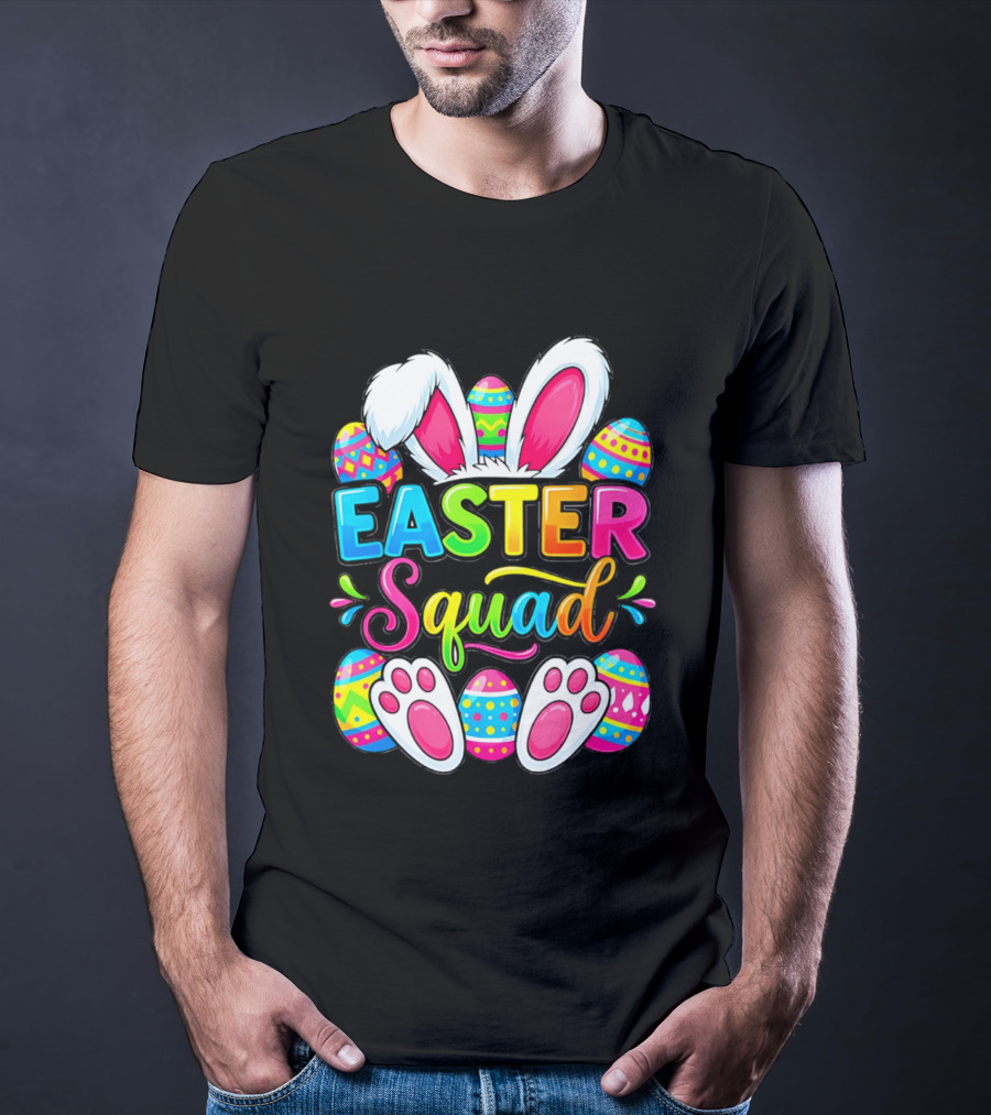 Easter Squad Bunny Ears Colorful Egg Hunt Matching Family 2026 T-Shirt