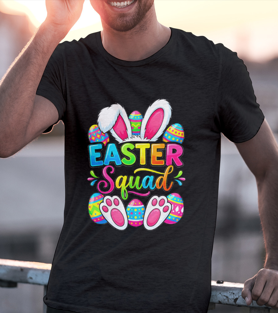 Easter Squad Bunny Ears Colorful Egg Hunt Matching Family 2026 T-Shirt