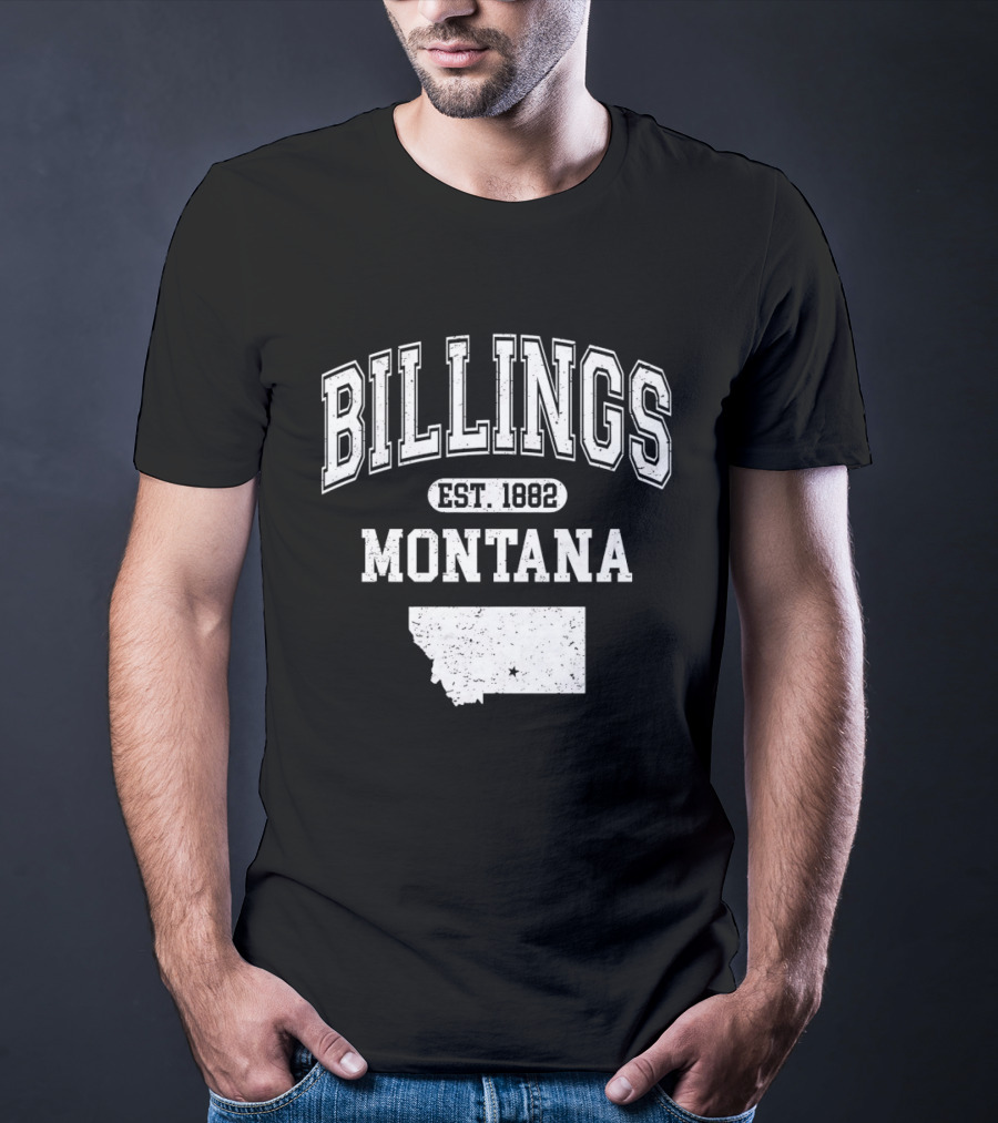 Billings Montana Est 1882 Varsity With State Map T-Shirt