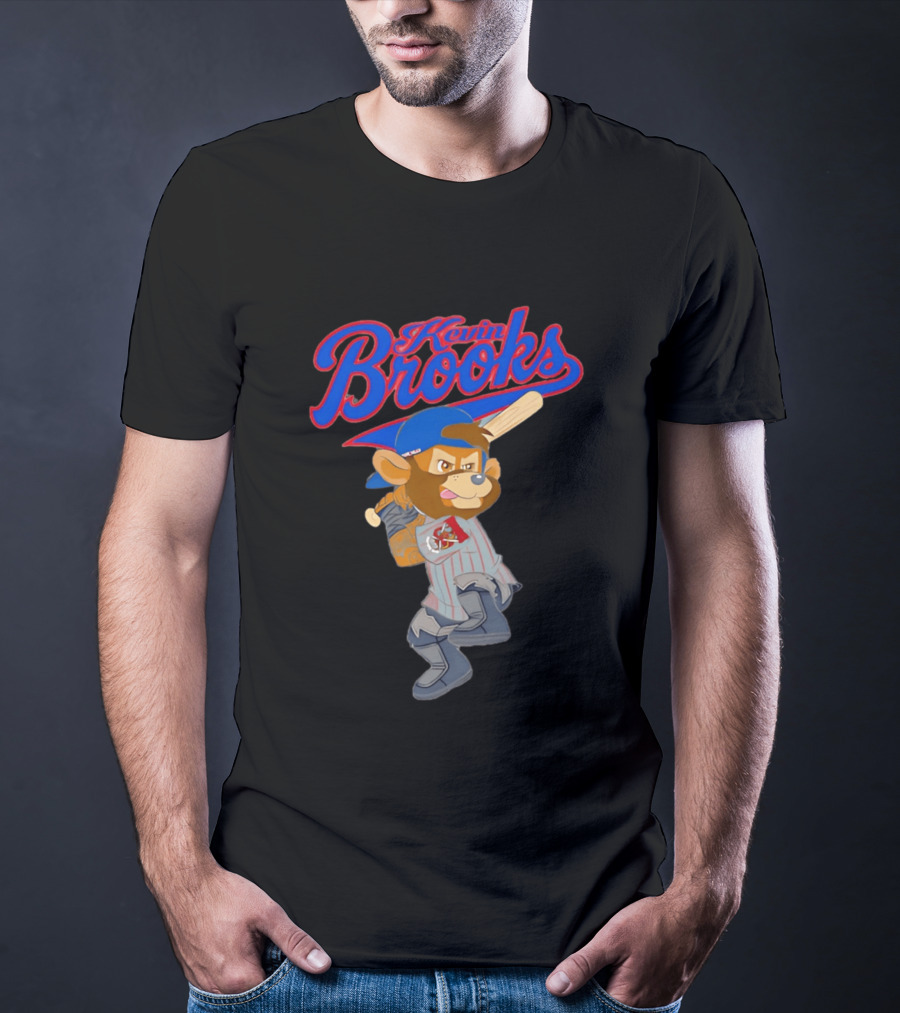 Kevin Brooks Cartoon Baseball Character With Bat And Jersey T-Shirt