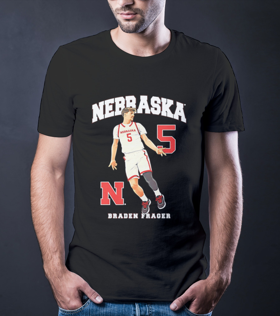 Braden Frager Nebraska Cornhuskers Basketball Number 5 N T-Shirt