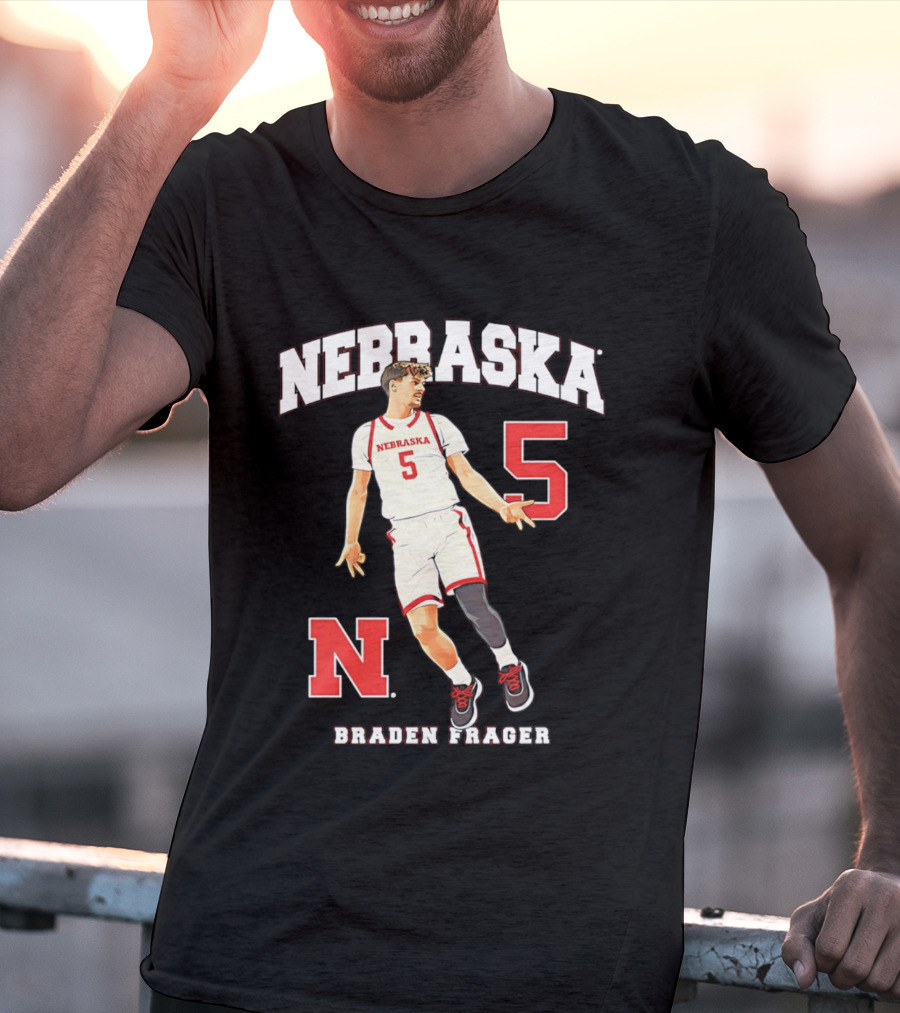 Braden Frager Nebraska Cornhuskers Basketball Number 5 N T-Shirt