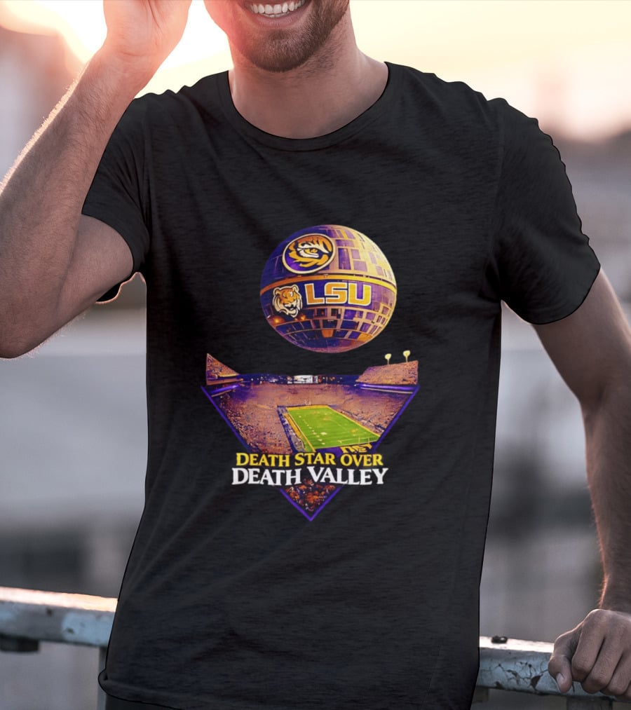 LSU Tigers Death Star Over Death Valley Stadium LSU T-Shirt