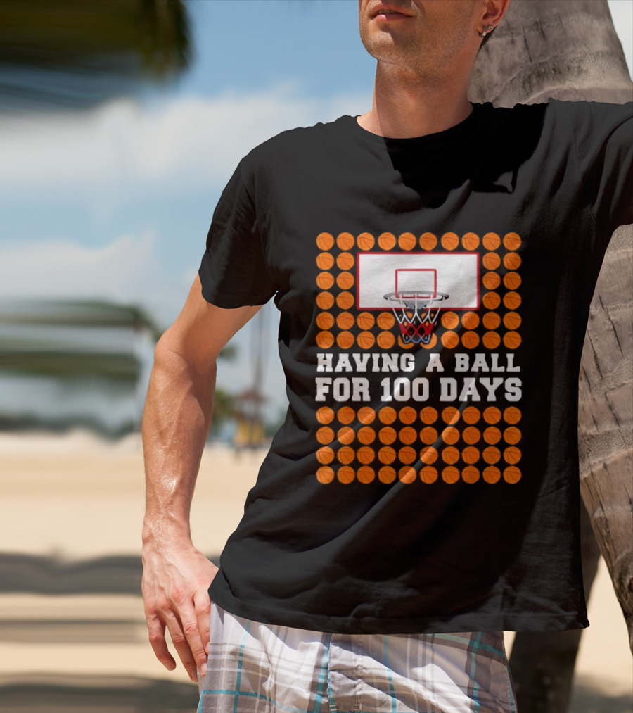 100 Days Of School Basketball Fun 100th Day Balls T-Shirt
