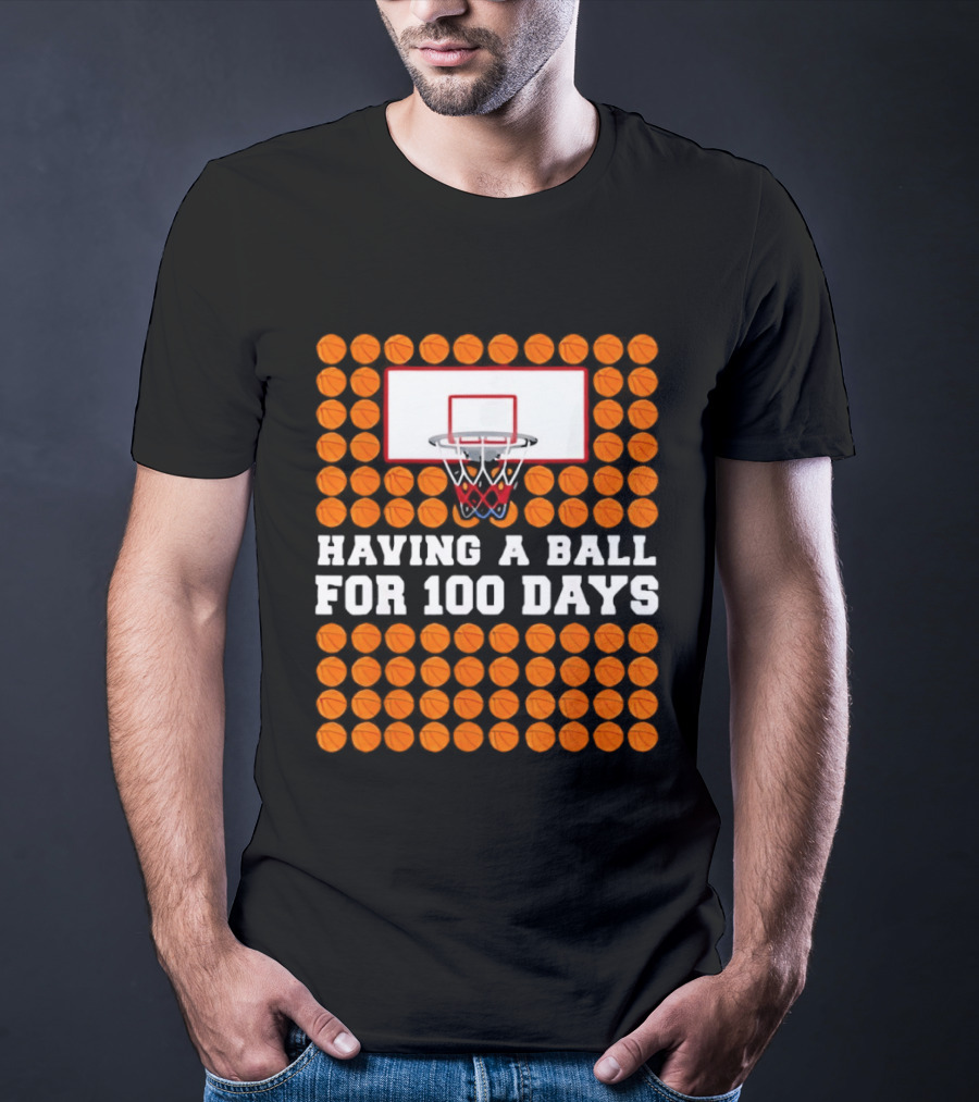 100 Days Of School Basketball Fun 100th Day Balls T-Shirt